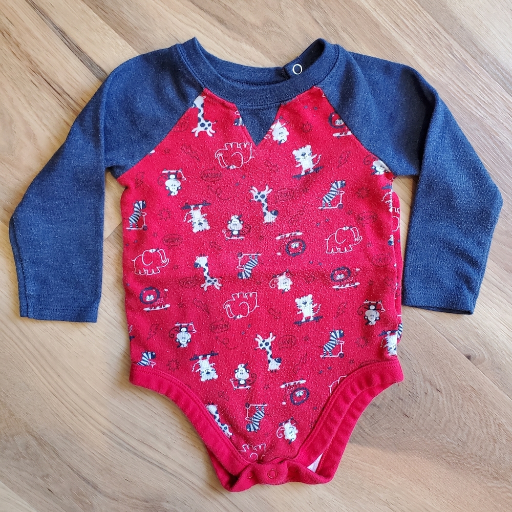 Garanimals GUC 100% Cotton Zoo Animals Long-Sleeve Raglan Shirt • 18M Boy